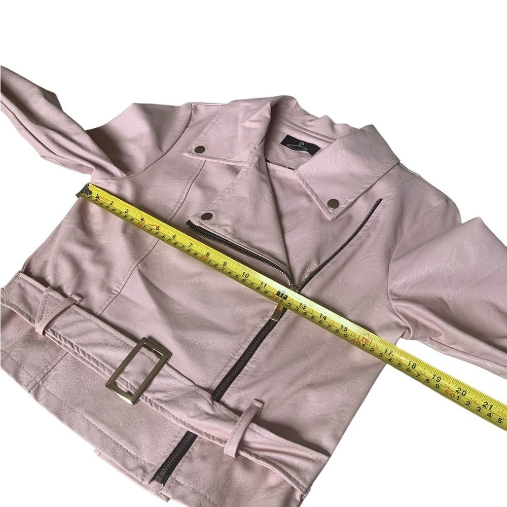 Italian Faux Leather Moto Jacket – Blush, Size Medium - Picture 11 of 16
